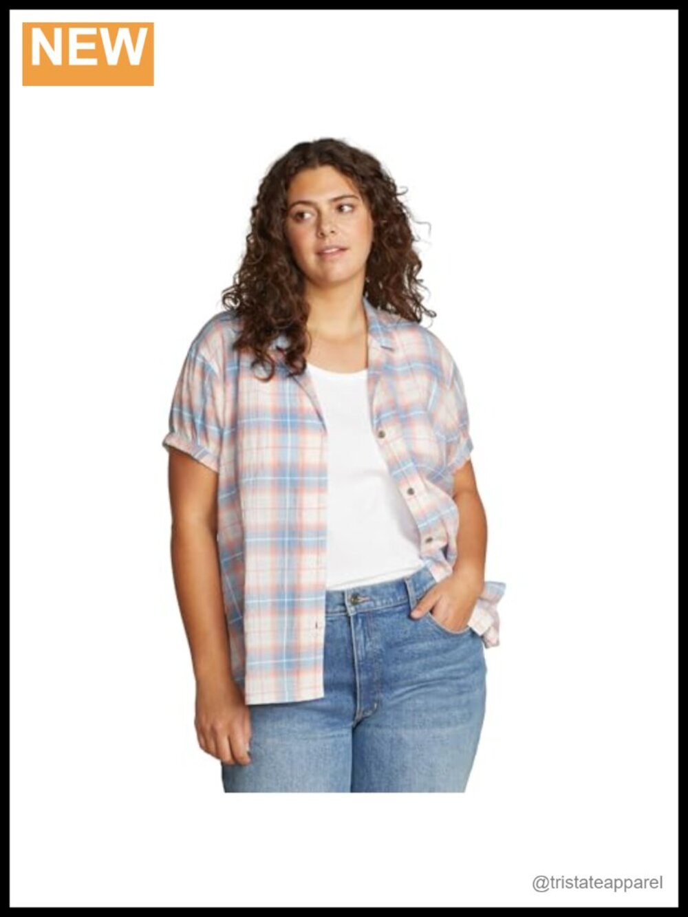 Plus Size Short Sleeve Packable Cotton Camp Shirt